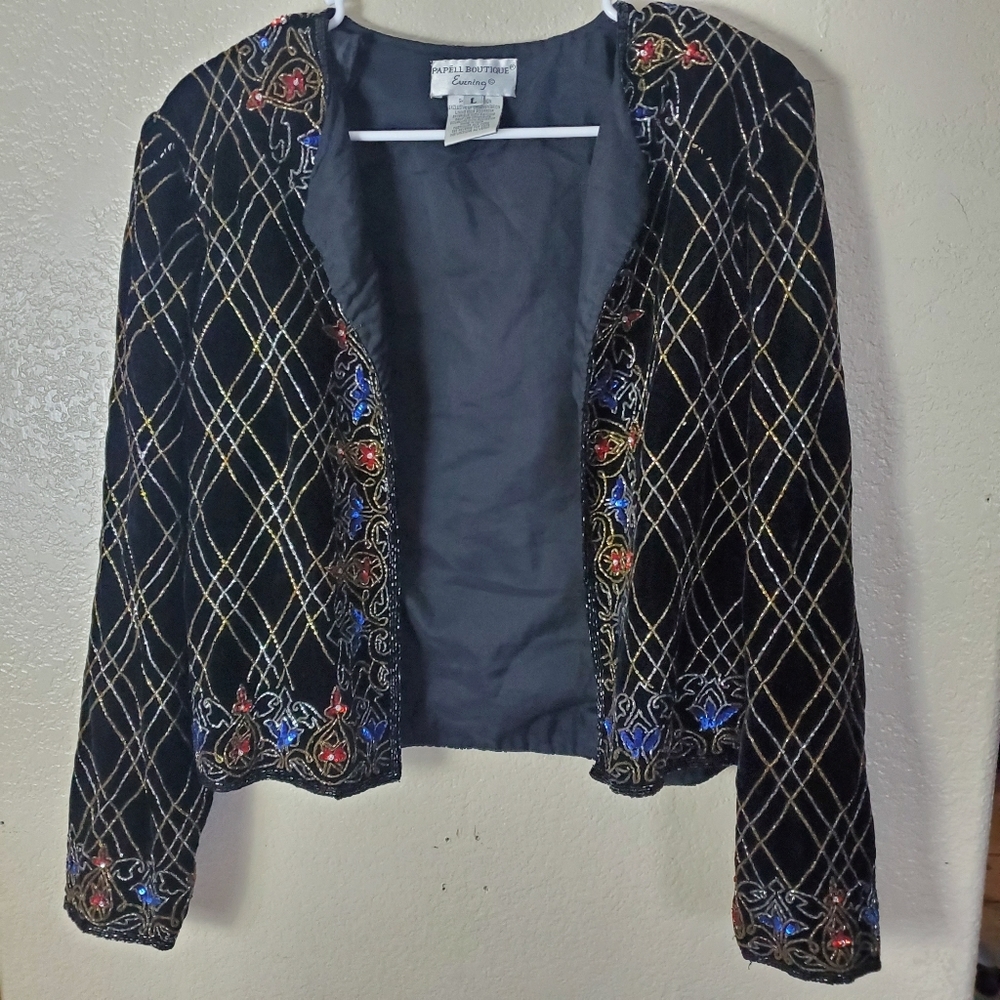Papell Boutique Evening Sequin Cocktail Blazer